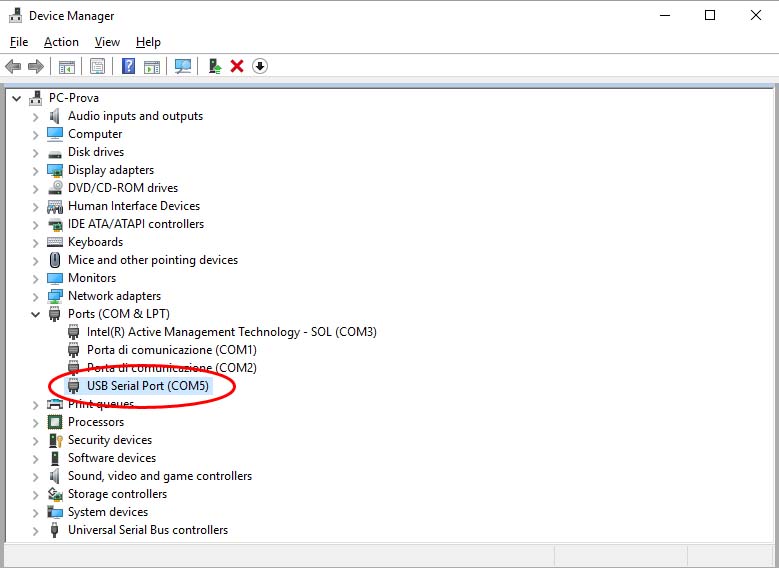 device manager comport